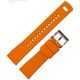 Silicone strap, orange/black with silver buckle