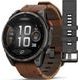 Garmin fēnix® 8 Pro – 47 mm, AMOLED Sapphire, Carbon grey DLC titanium s Chestnut koženým řemínkem 010-03198-40