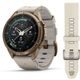 Garmin Fenix® 9 Pro inReach - 43 mm, Autumn Gold Titanium s koženým řemínkem Bone 010-04335-41