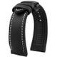 Rubber strap with black butterfly buckle - black/white stitching