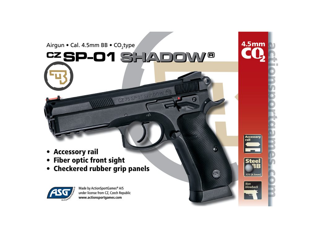 Pazba.cz - Vzduchová pistole CZ-75 SP-01 Shadow - ASG - CO2 pistole - Vzduchové  pistole a revolvery, Zbraně