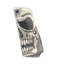 Střenky KSD Browning Hi-Power bílý akrylát s motivem lebky