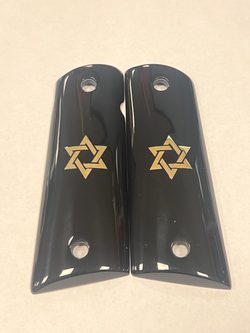 Střenky KSD Colt 1911 Govt. & Commander Full Size černý akrylát Davidova hvězda zlatá