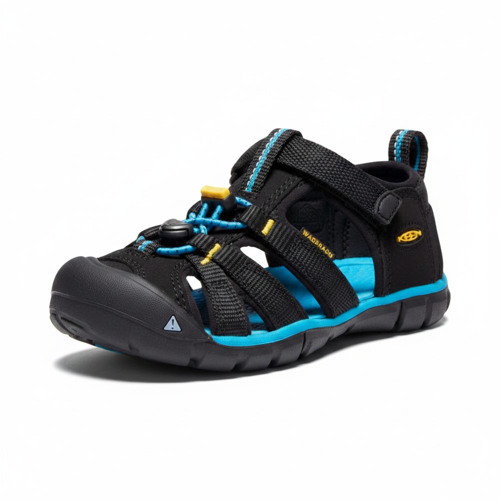 Levně Dětské sandály SEACAMP II CNX, black/keen yellow, Keen, 1025141/1025128/1025108, černá - 24