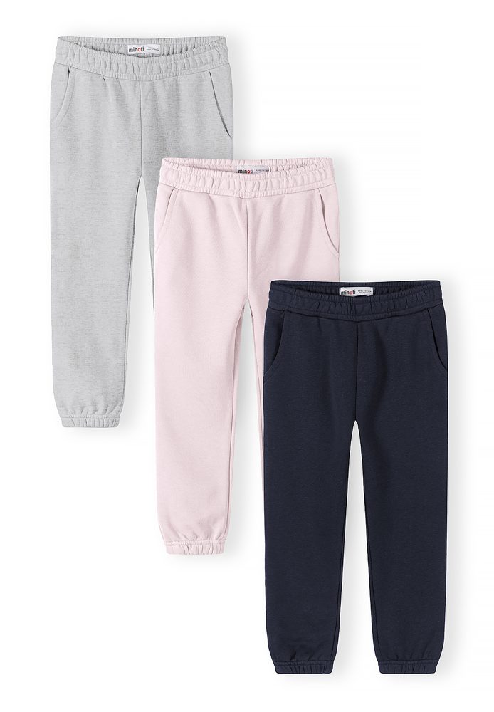 Tepláky dívčí s elastickým pasem a stahovací šňůrkou 3pack Minoti 30FLEECE155 - 128/134 | 8/9let