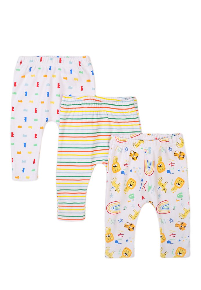 Kalhoty kojenecké 3pack, Minoti, Smiling 9, bílá - 74/80 | 9-12m