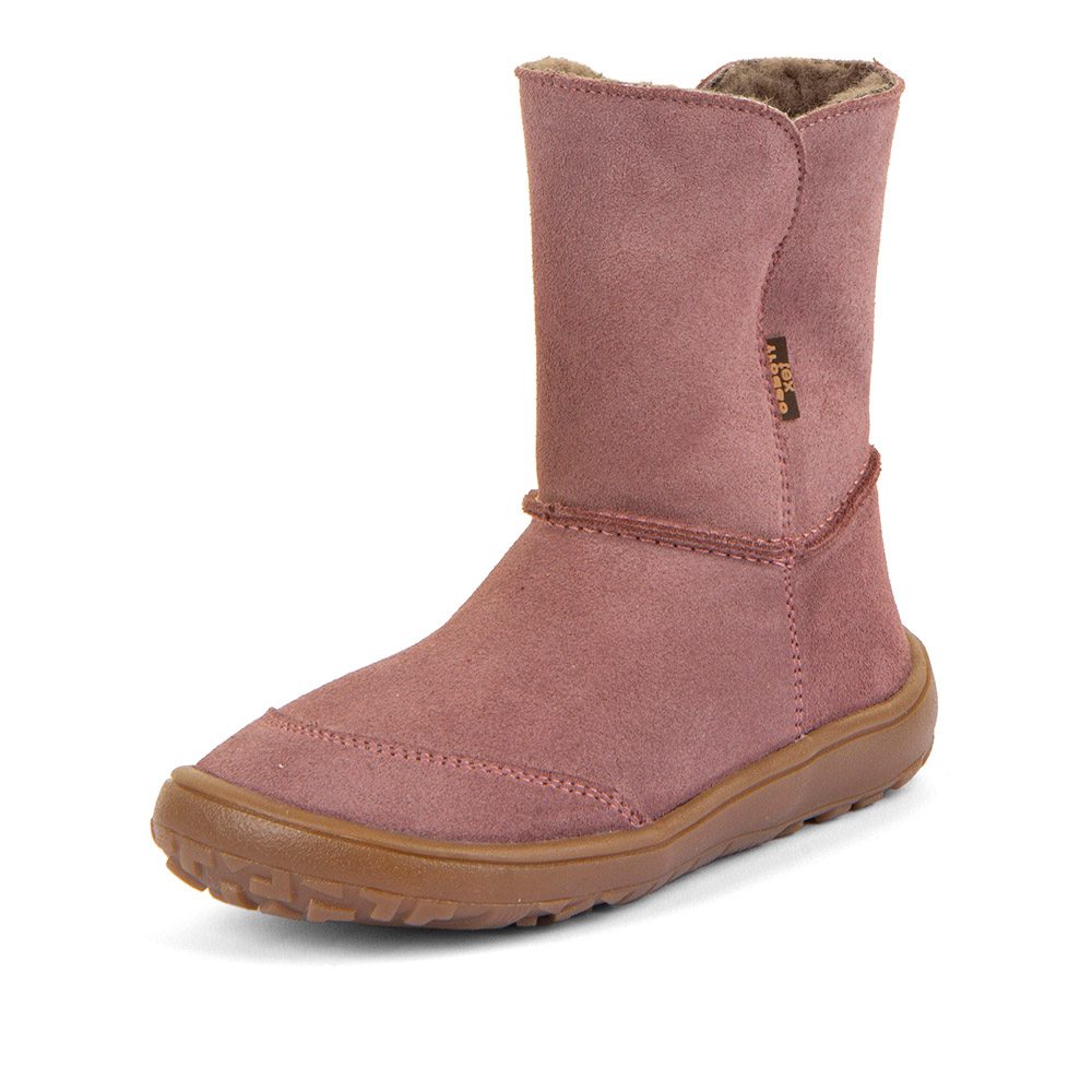 Levně Dívčí zimní barefoot boty TEX SUEDE Dark Pink G3160250 - 25