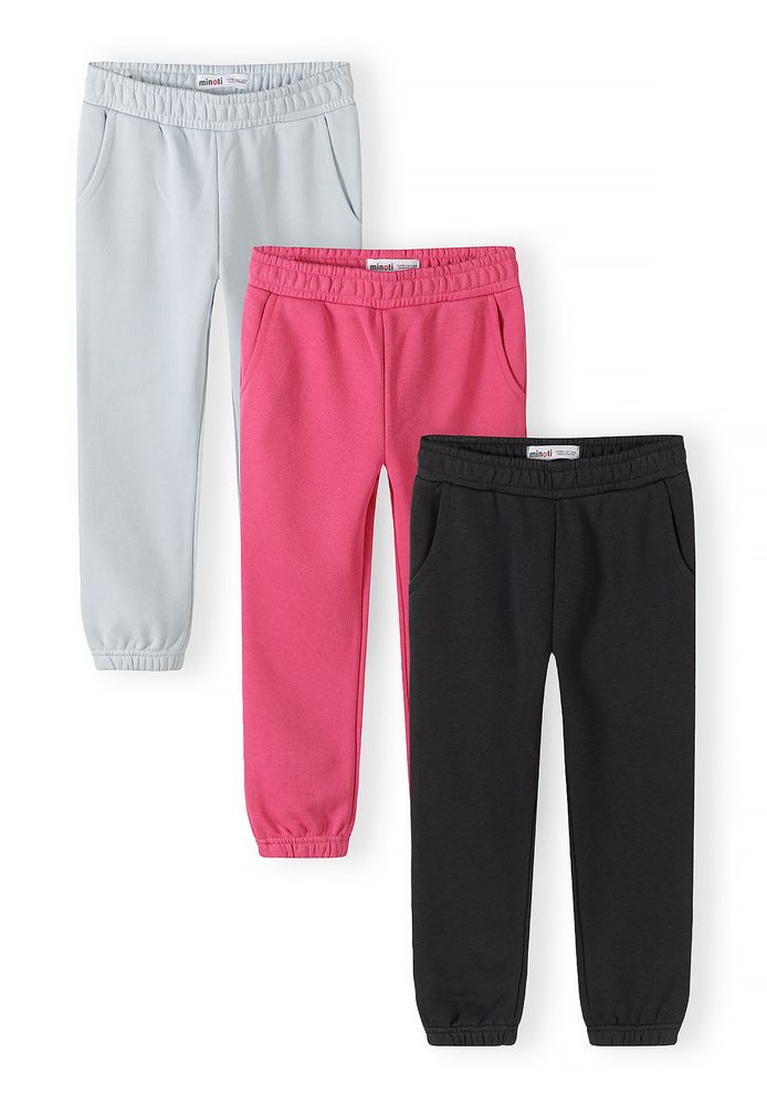 Dievčenské tepláky s elastickým pásom a sťahovacou šnúrkou 3pack Minoti 30FLEECE153 - 104/110 | 4/5let