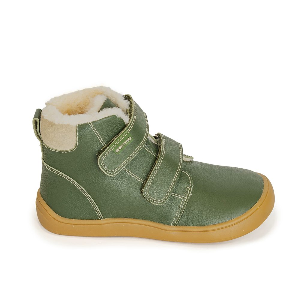 Levně Chlapecké zimní boty Barefoot DENY KHAKI, Protetika, zelená - 21