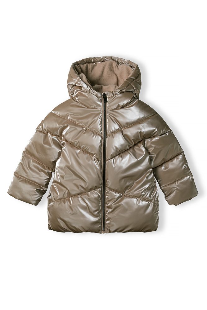 Dievčenský prešívaný kabát Puffa s kožušinovou podšívkou, Minoti, 16coat 20, hnedý - 92/98 | 2/3let