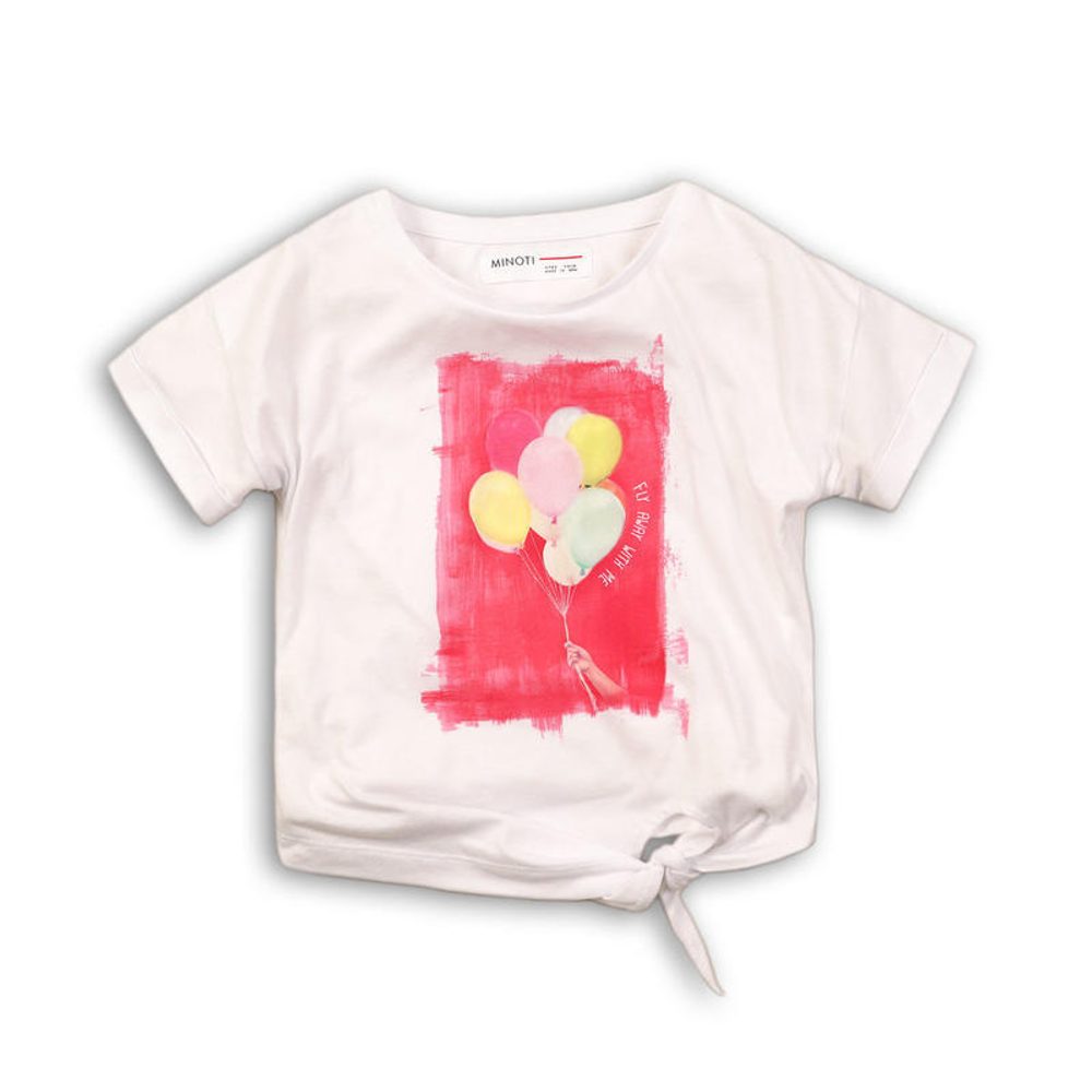 Tričko dívčí s krátkým rukávem, Minoti, PALM 2, bílá - 86/92 | 18-24m