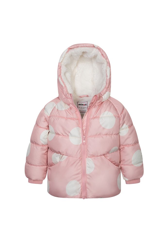 Lány puffa kabát szőrmebéléssel, Minoti, Pops 2, rózsaszín - 80/86 | 12-18m