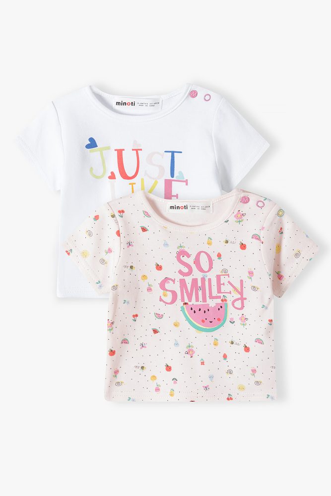 E-shop Dojčenské tričko s krátkym rukávom 2pack, Minoti, tulipán 2, Dievča - 74/80 | 9-12m