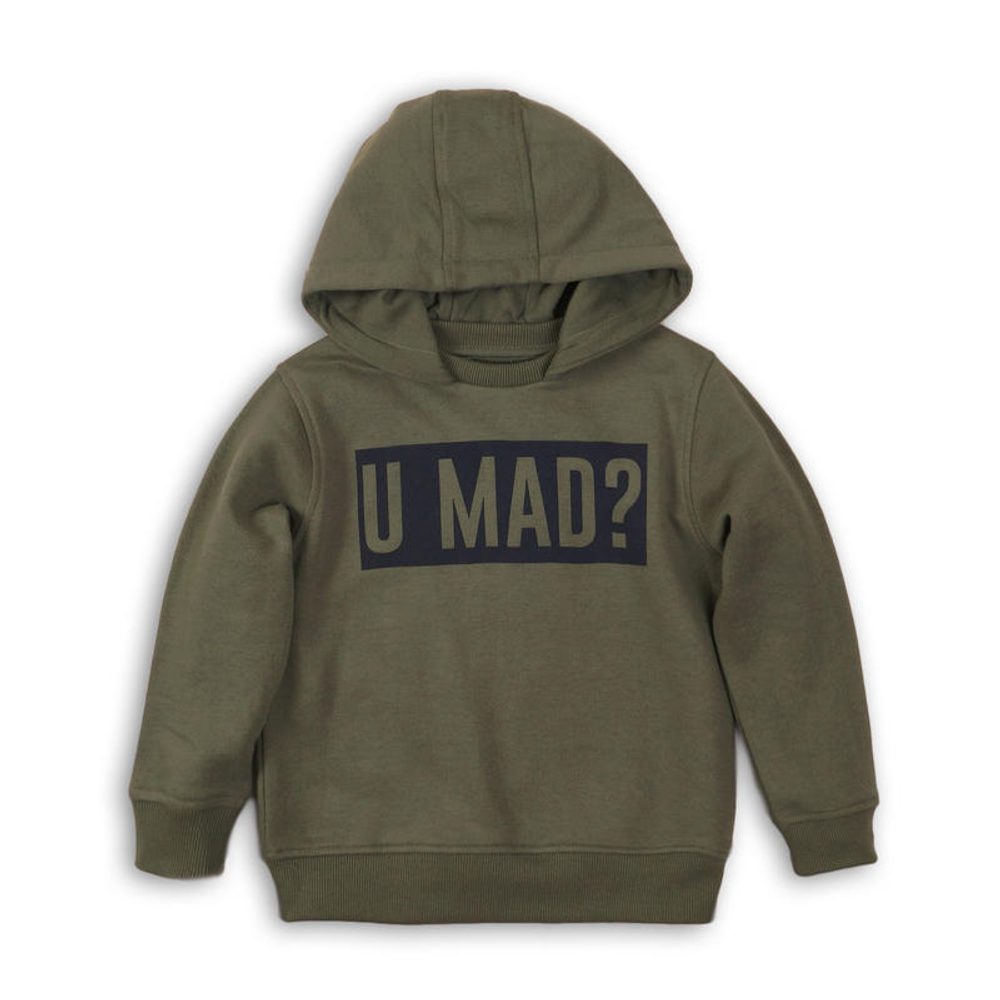 Levně Mikina chlapecká s kapucí, Minoti, KB FLEECE HOODY 9, khaki - 104/110 | 4/5let