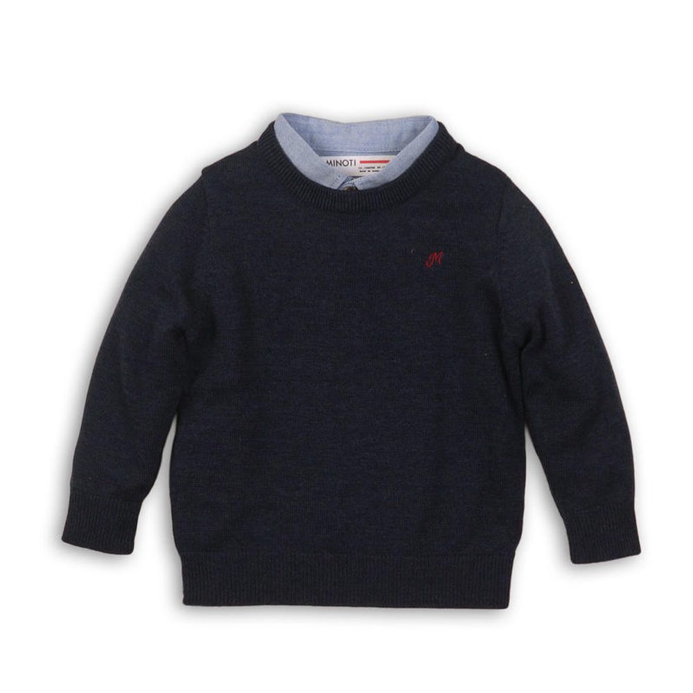 Sveter chlapčenský sa vsadenou košeľou, Minoti, FORMAL 5, kluk - 68/80 | 6-12m