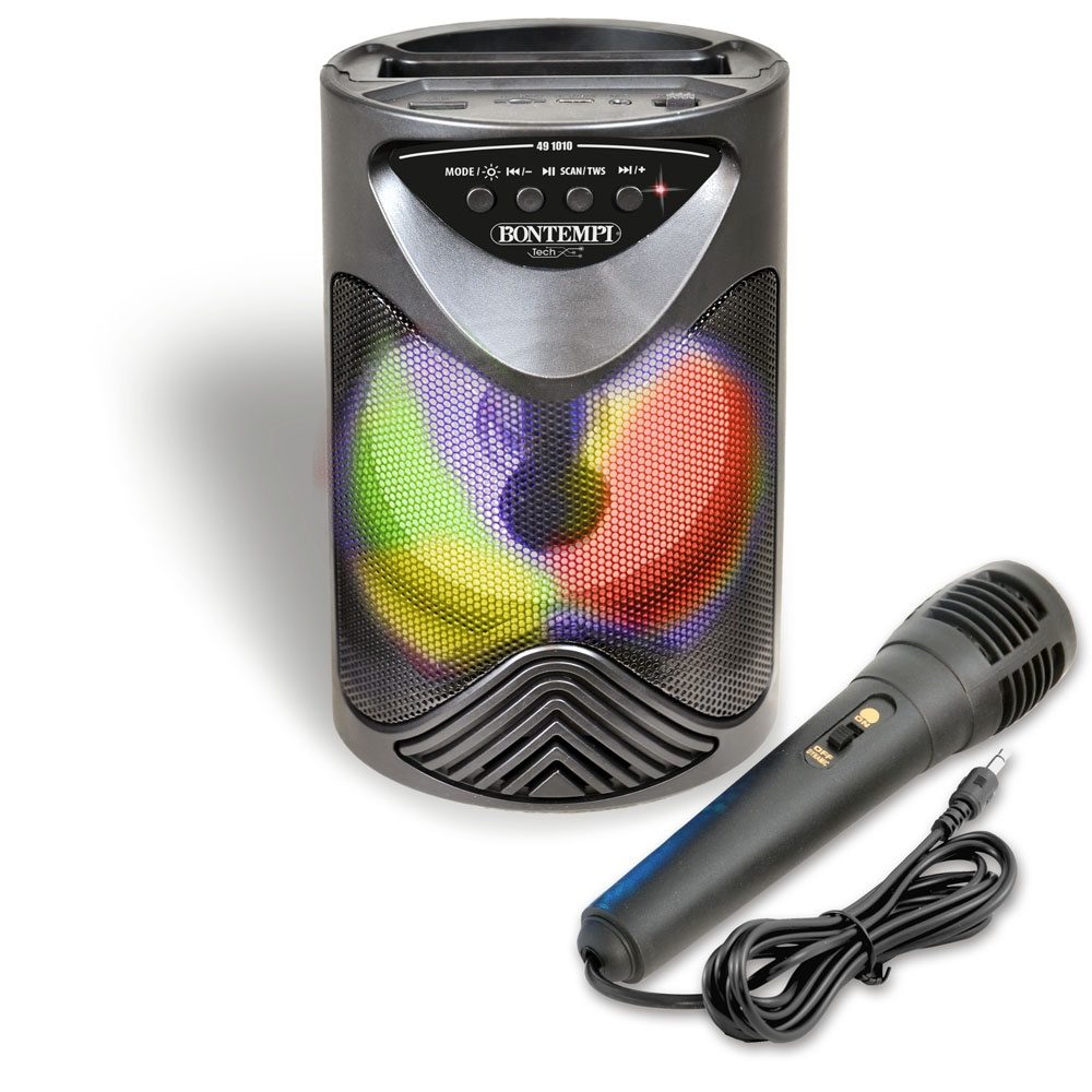 Bontempi Bezdrátový reproduktor s mikrofonem a RGB osvětlením 12,5x12,5x18 cm, Bontempi, W061247