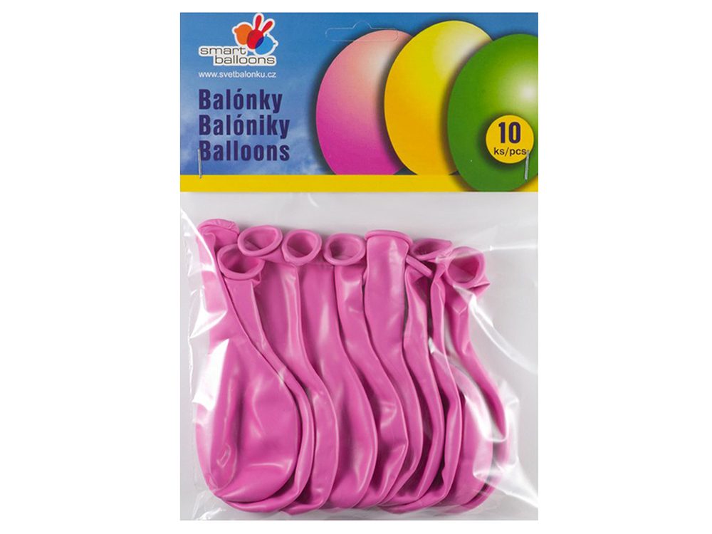 Balónek nafukovací - sada 10ks RŮŽOVÉ 26cm, Smart Balloons, W040576