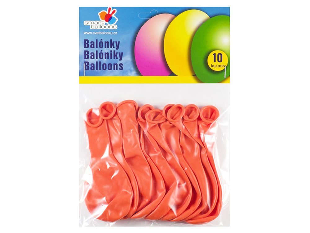 Balónek nafukovací - sada 10ks ORANŽOVÉ 26cm, Smart Balloons, W040574