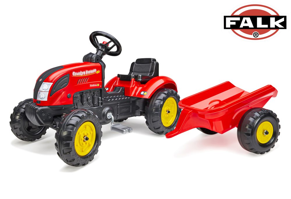 E-shop šliapací traktor 2058L Country Farmer s vlečkou - červený, Falk, W014091