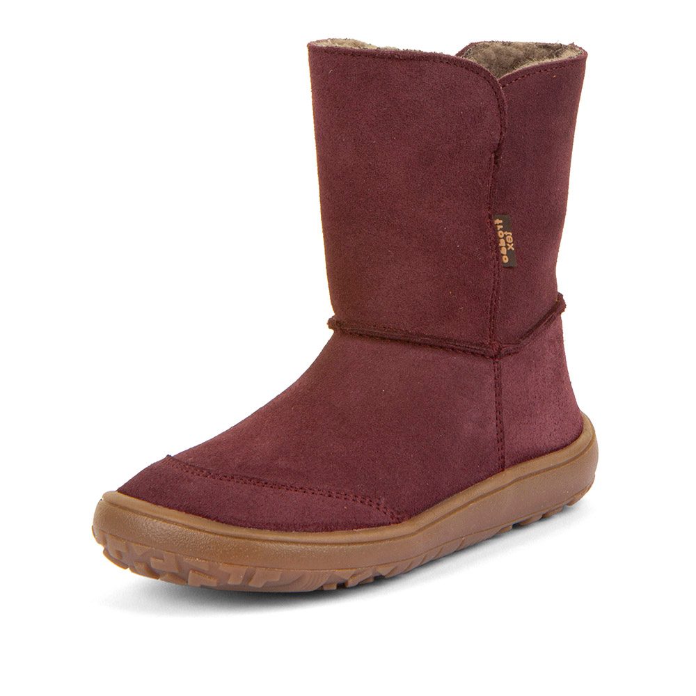 Levně Dívčí zimní barefoot boty TEX SUEDE Bordeaux G3160250-1 - 26