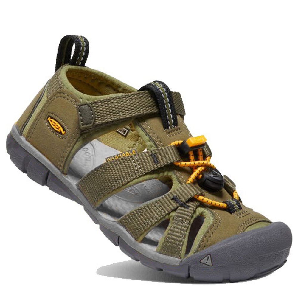 Levně Dětské sandály SEACAMP II CNX, military olive/saffron, keen, 1025145/1025131, khaki - 24