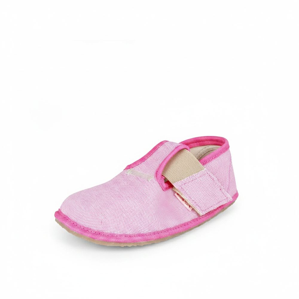 Barefoot dívčí přezůvky Pegres, BF01 textil, růžová - 27