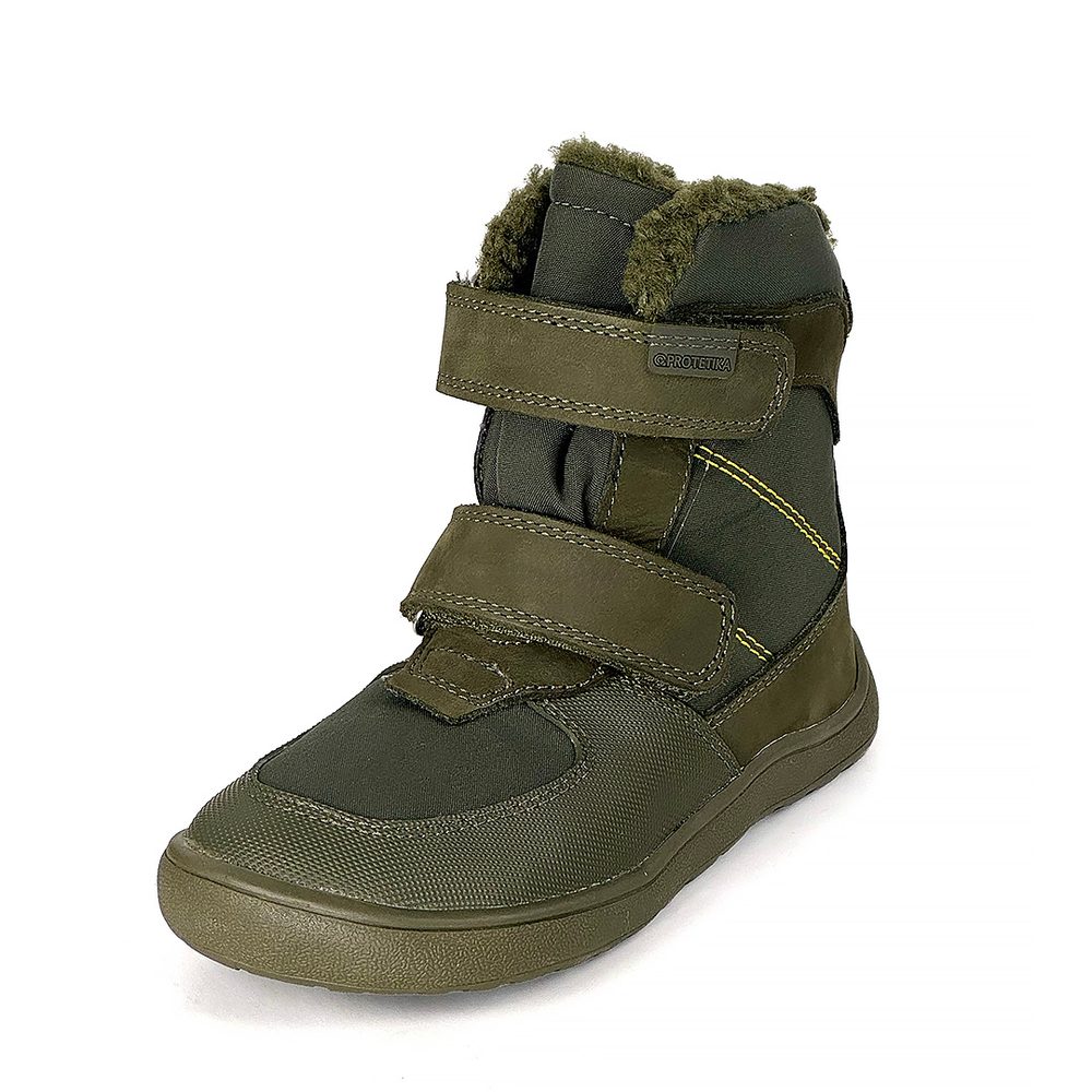 Chlapecké zimní barefoot boty PRO-tex LENO KHAKI - 22
