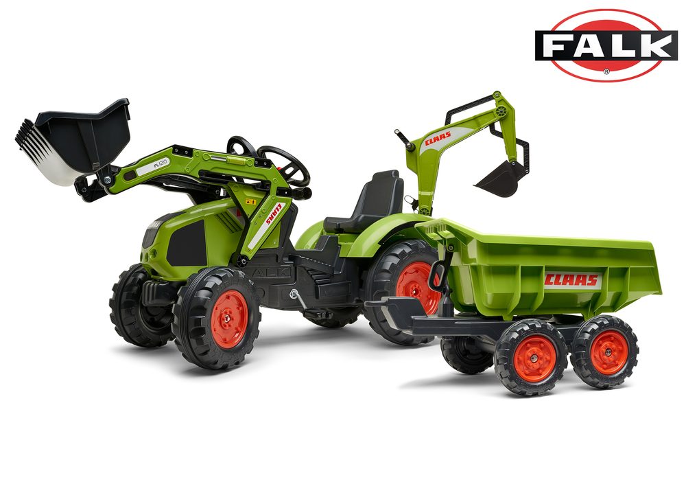 Claas Axos pedálos traktor rakodóval, kotróval és oldalkocsival, Falk, W011264