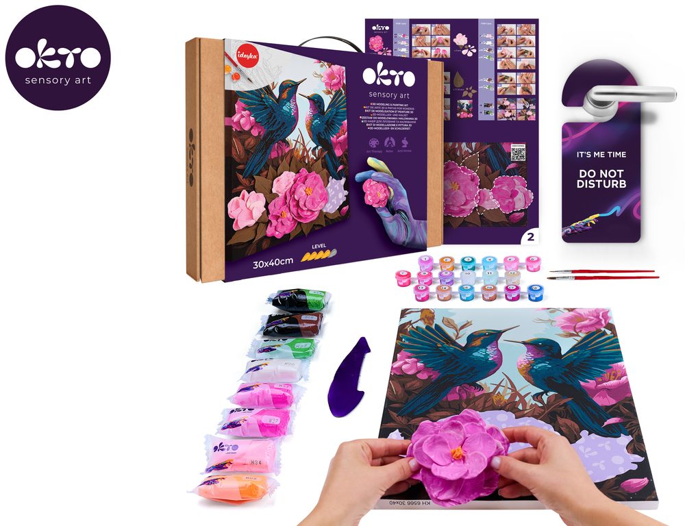 OKTO Festmény és 3D-s modellezés "Kolibri szerelemben" 30x40 cm, OKTO, W051119