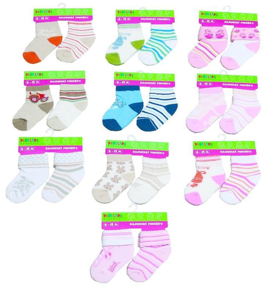 Levně kojenecké ponožky (0 až 12m) 2pack, Pidilidi , PD0114, mix - 68/80 | 6-12m