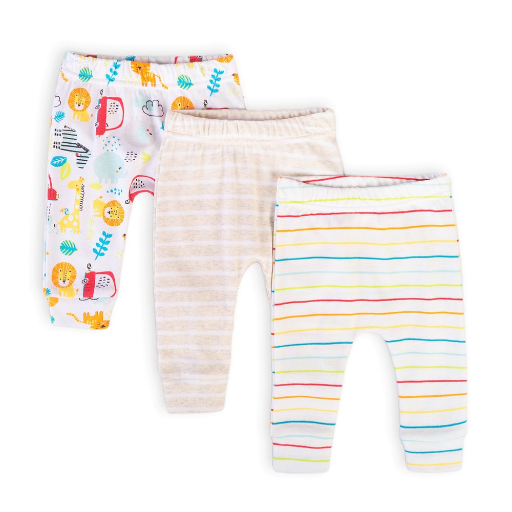 Kalhoty kojenecké 3pack, Minoti, Car 11, bílá - 62/68 | 3-6m