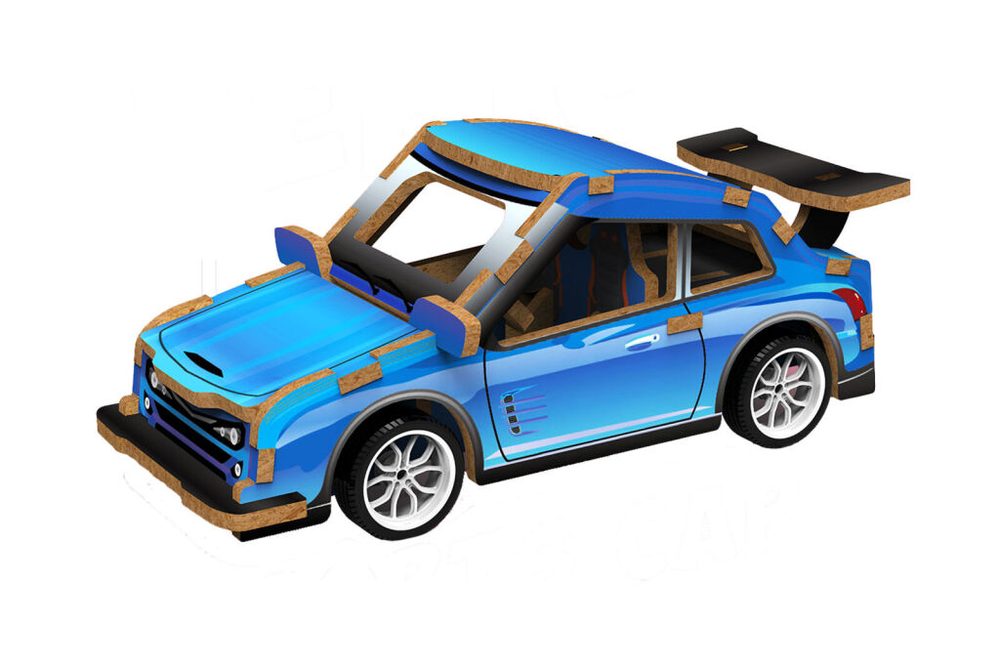 Levně 3D puzzle dřevěné - Závodní auto 13 cm, Wiky kreativita, W035432