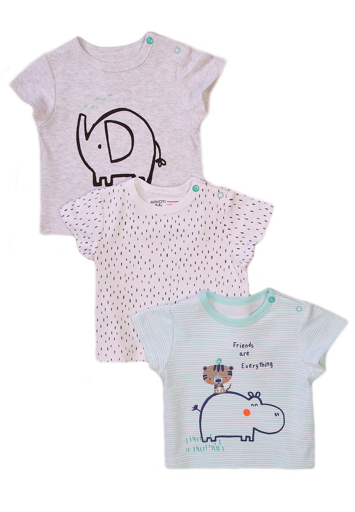 Dojčenské tričko s krátkym rukávom 3pack, Minoti, Koala 3, biela - 74/80 | 9-12m