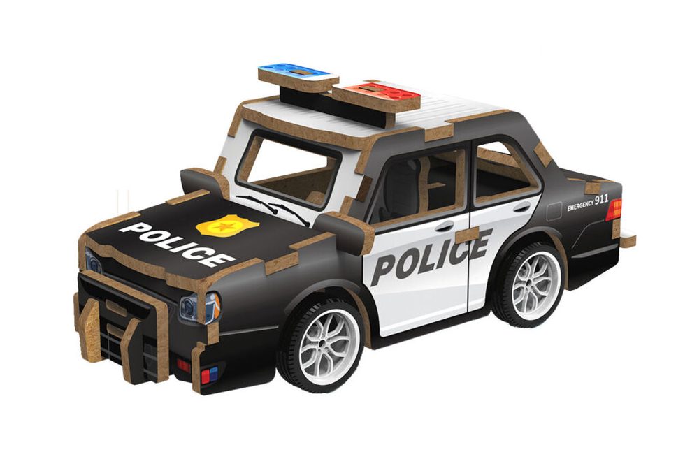 Levně 3D puzzle dřevěné - Policejní auto 13 cm, Wiky kreativita, W035431