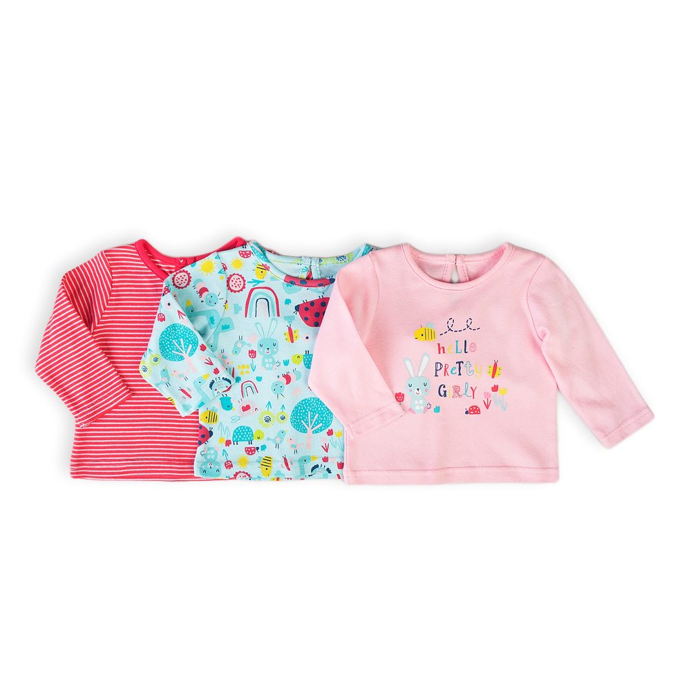 E-shop Tričko dojčenské s dlhým rukávom 3pack, Minoti, Ladybug 4, dievča - 56/62 | 0-3m