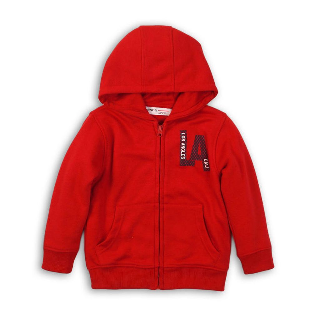 Mikina chlapecká s kapucí celopropínací, Minoti, TB FLEECE ZIP 4, červená - 68/80 | 6-12m