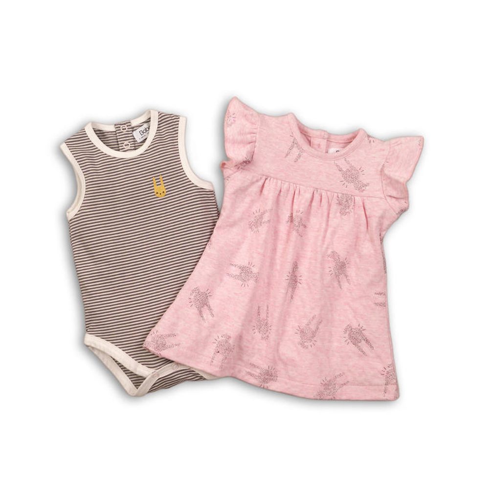 Levně Dívčí set, body a šaty, Minoti, CROWN 4, růžová - 80/86 | 12-18m