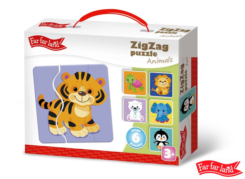 Levně Far Far Land Puzzle ZigZag zvířátka 6 obrázků, Far Far Land, W022254