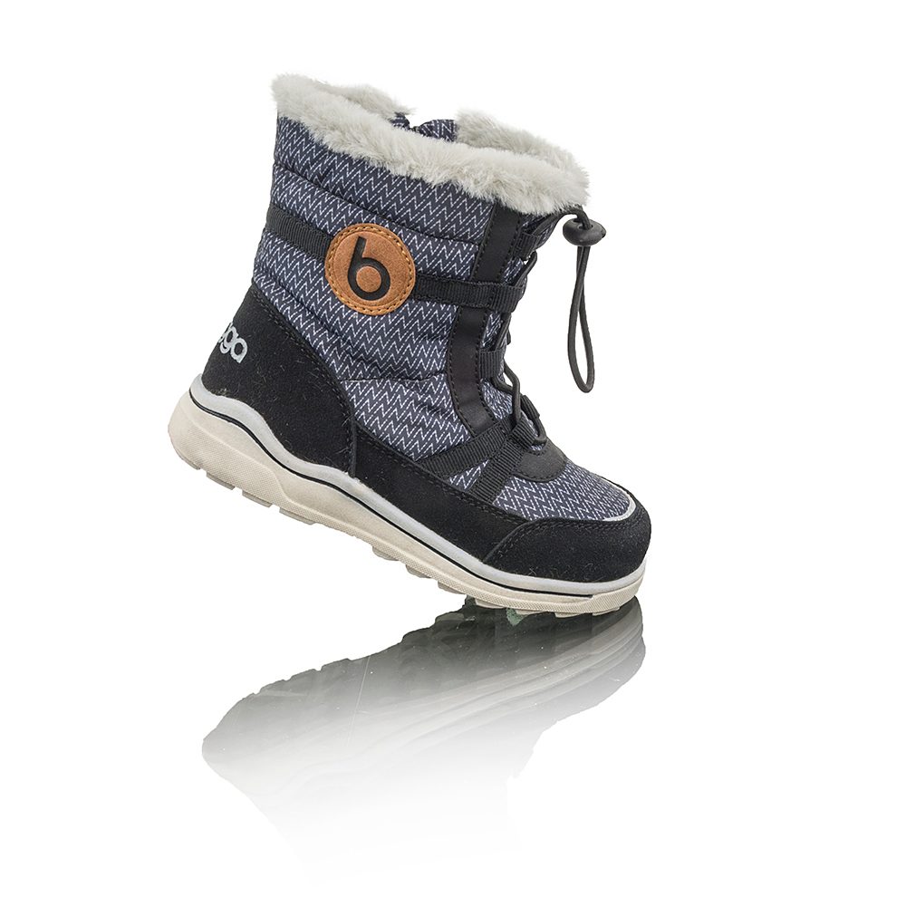 Levně dětské zimní boty s kožíškem ICEFOX, stahování, boční zip, BUGGA, B00171-10, černá - 32
