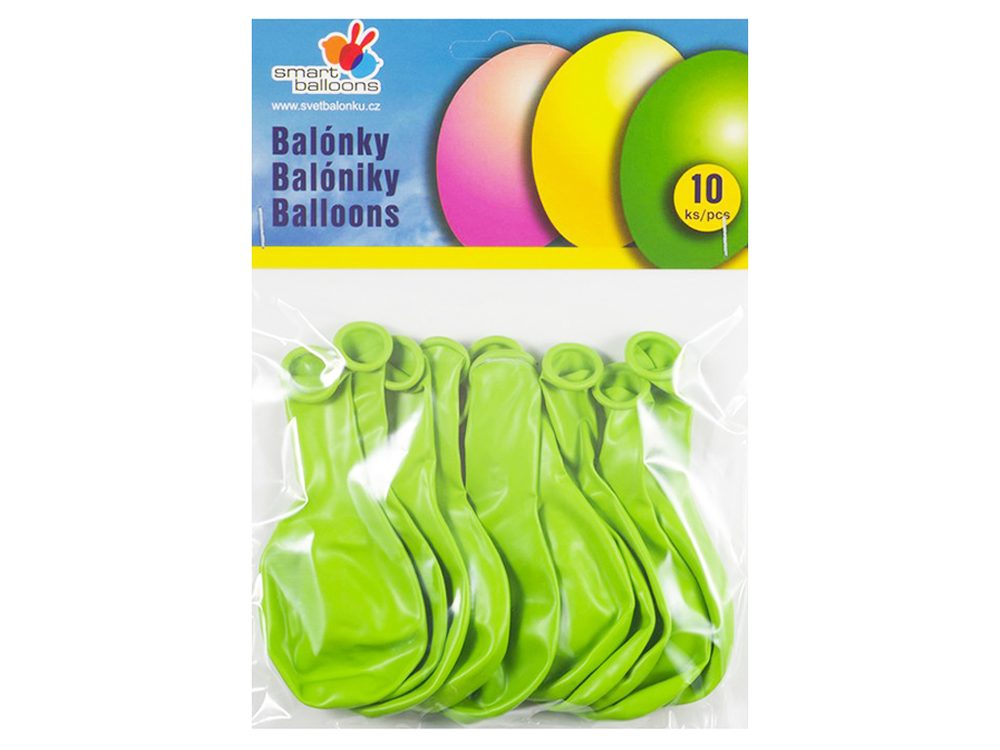Balónik nafukovacie - sada 10ks SV.ZLENÉ 26cm, Smart Balloons, W040580