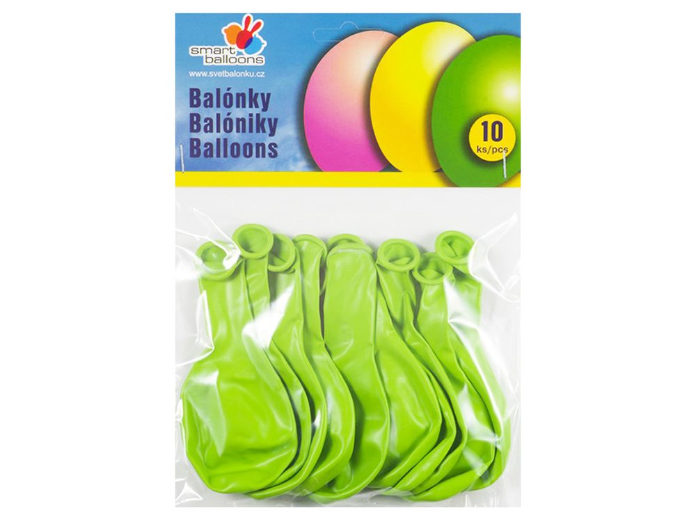 Balónek nafukovací - sada 10ks SV.ZLENÉ 26cm, Smart Balloons, W040580