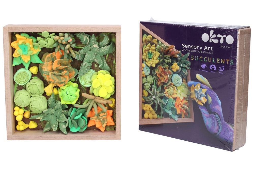 OKTO Energy Art modelovací set sukulenty v drevenom ráme 21x21 cm, OKTO, W031040