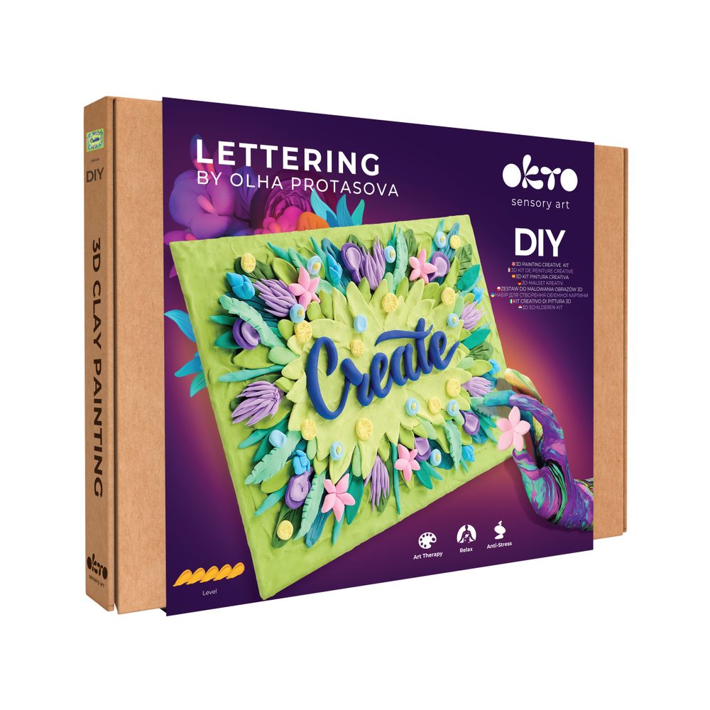 OKTO Lettering Výtvarný set malování hmotou "CREATE" 30x40 cm, OKTO, W060464