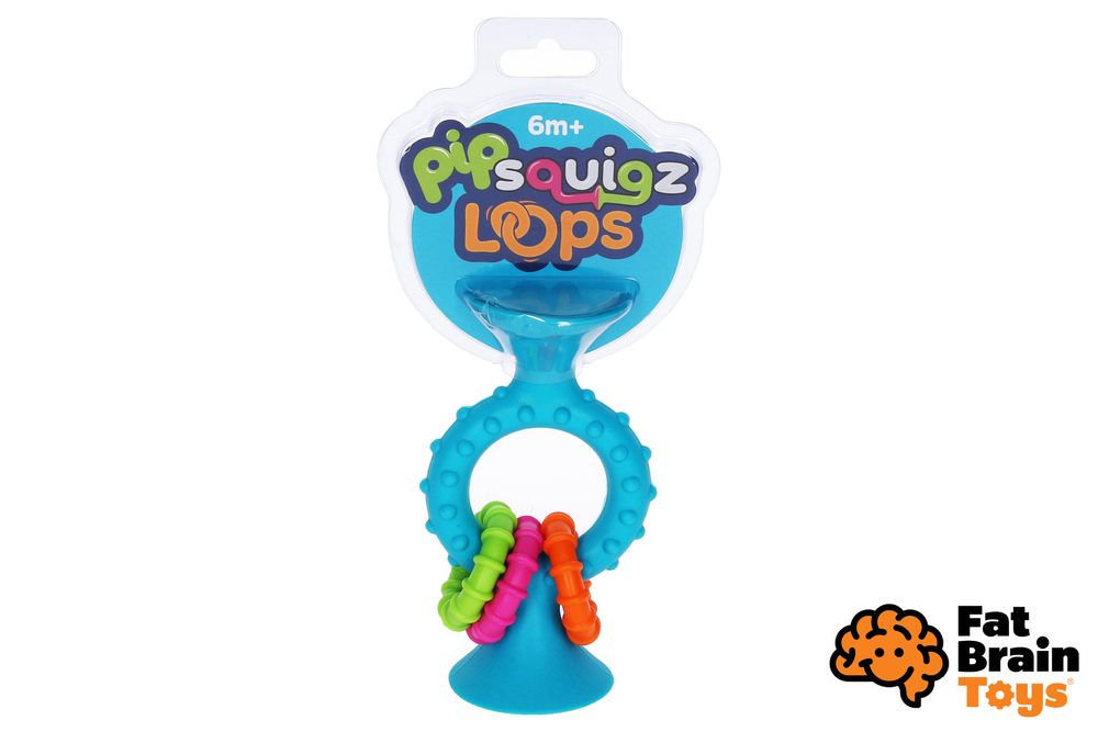 Chrastítko pipSquiz Loops modré, Fat Brain, W010228