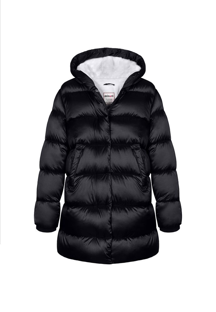 Kabát dívčí nylonový Puffa podšitý microfleecem, Minoti, 12COAT 2, černá - 104/110 | 4/5let