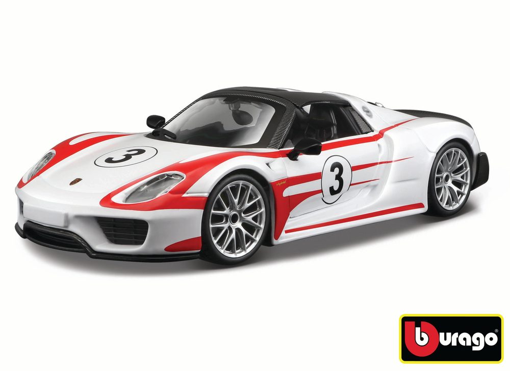 Bburago 1:24 Race Porsche 918 Weissach White, Bburago, W007356