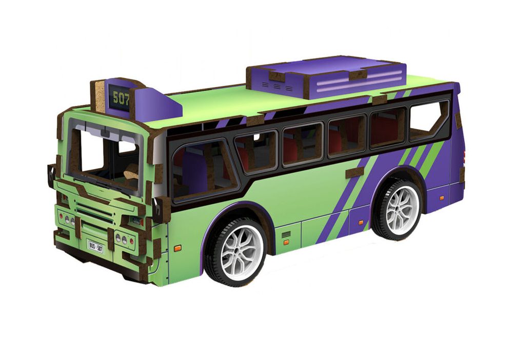 Levně 3D puzzle dřevěné - Autobus 14 cm, Wiky kreativita, W035430