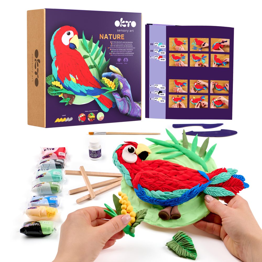 OKTO NATURE Výtvarná modelovací sada Papoušek Ara červený, OKTO, W060481
