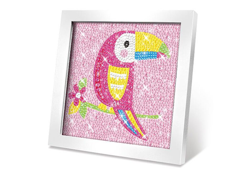 Levně Kreativní set obraz s kamínky papoušek 17,5x17,5 cm, Wiky kreativita, W050834