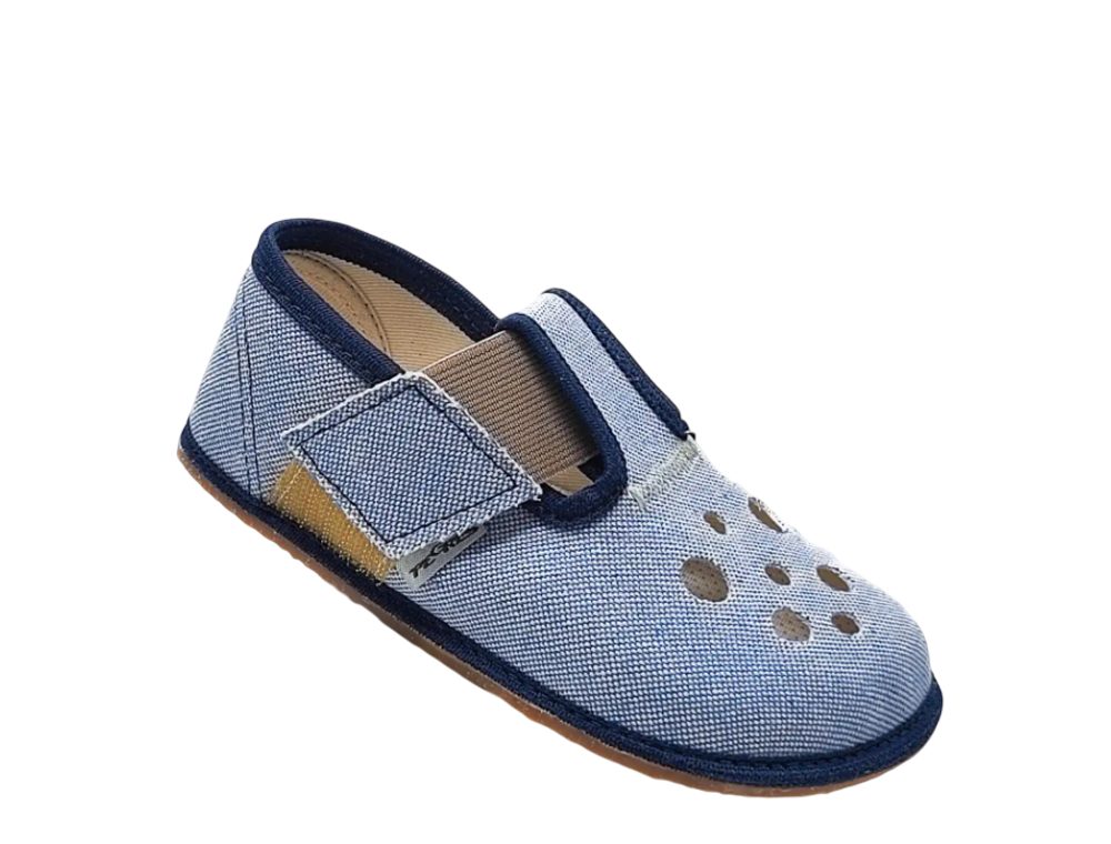 Chlapčenské papuče Barefoot Pegres BF03 textilné - modré - 22